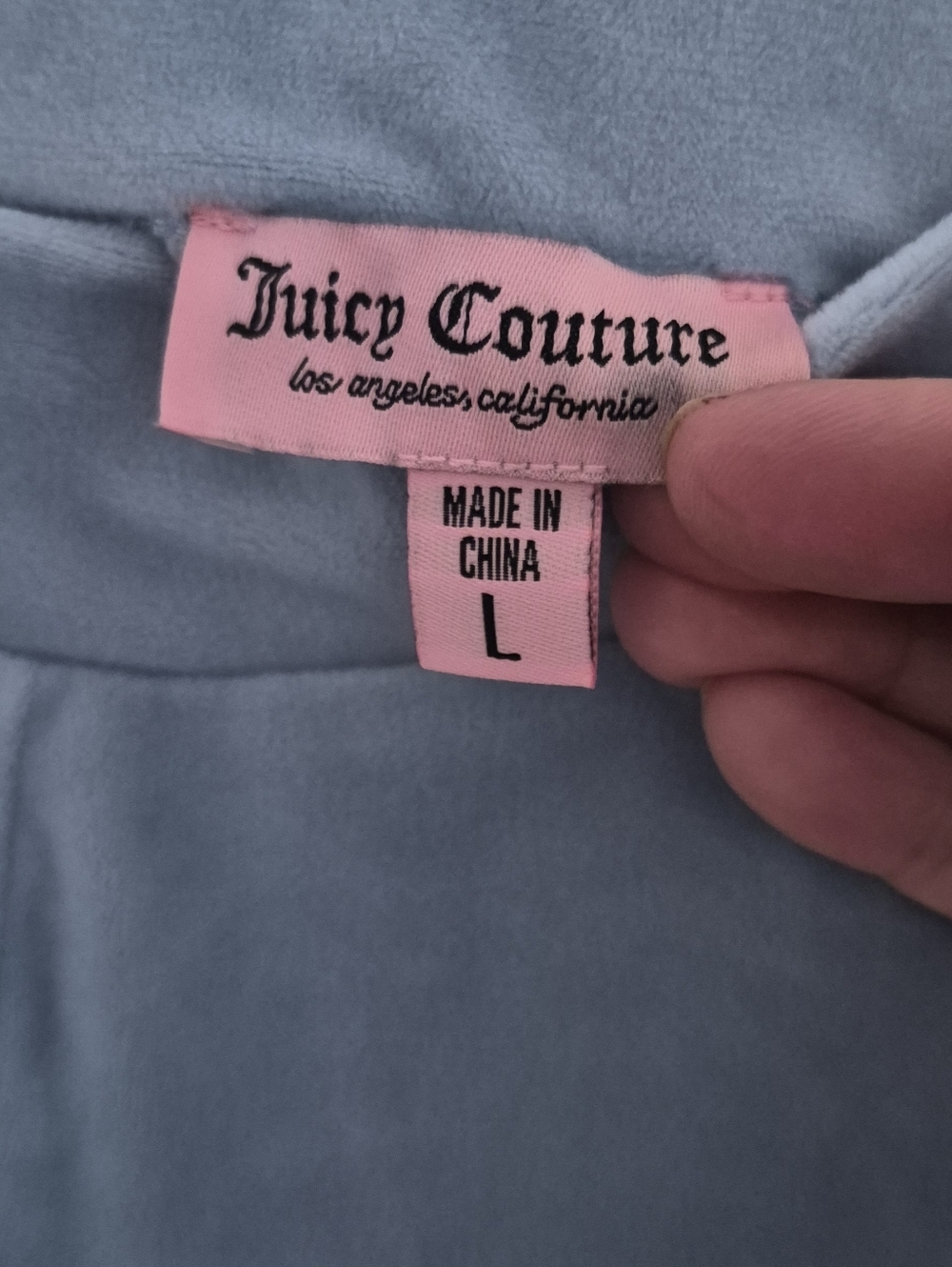 Juicy Couture NEW Velour crown Track Pant Vtg Style  Light Blue Rhinestone Bling - Picture 7 of 8